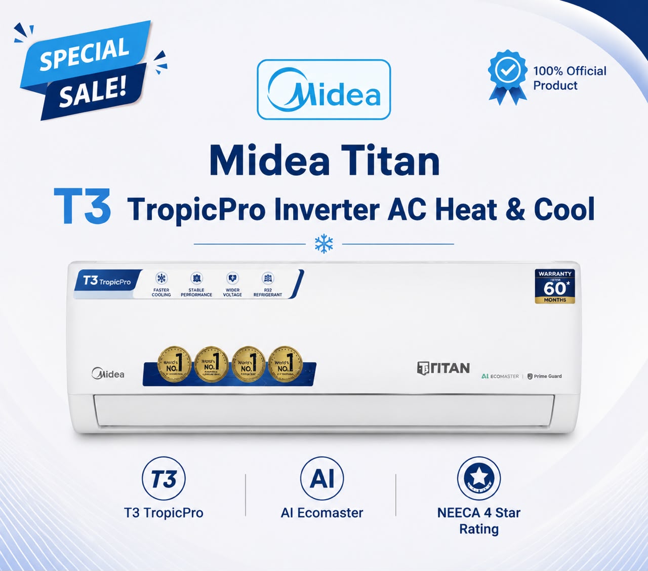 Midea MSEZ1B-12HRFN1-QC2 1 Ton